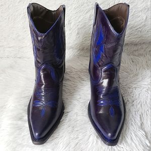 Purple Midnight Blue Vegan Western Ankle Boots